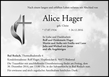Anzeige von Alice Hager von MGO