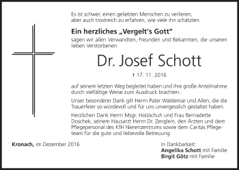 Anzeige von Josef Schott von MGO