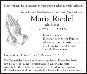 Anzeige von Maria Riedel von MGO