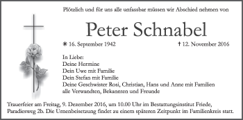 Anzeige von Peter Schnabel von MGO
