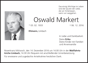 Anzeige von Oswald Markert von MGO