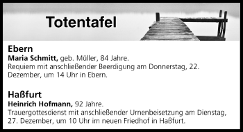 Anzeige von Totentafel vom 22.12.2016 von MGO