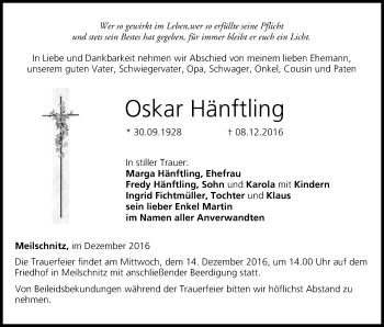 Anzeige von Oskar Hänftling von MGO