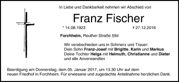 Anzeige von Franz Fischer von MGO