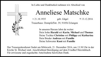Anzeige von Anneliese Matschke von MGO