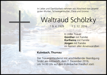 Anzeige von Waltraud Schölzky von MGO