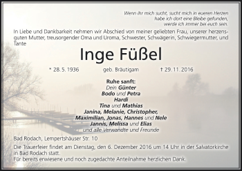 Anzeige von Inge Füßel von MGO