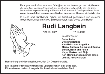Anzeige von Rudi Langbein von MGO