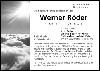 Anzeige von Werner Röder von MGO