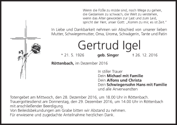 Anzeige von Gertrud Igel von MGO