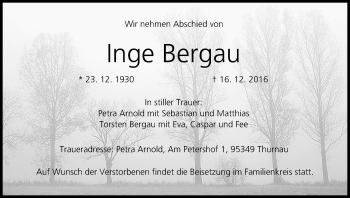 Anzeige von Inge Bergau von MGO