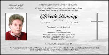 Anzeige von Elfriede Penning von MGO
