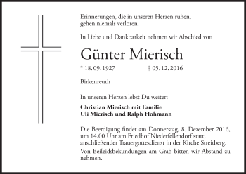 Anzeige von Günter Mierisch von MGO