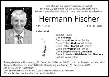 Anzeige von Hermann Fischer von MGO