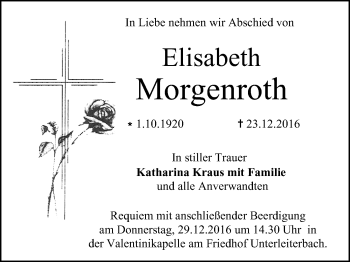 Anzeige von Elisabeth Morgenroth von MGO