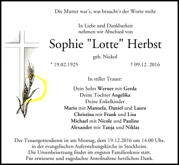 Anzeige von Sophie Herbst von MGO