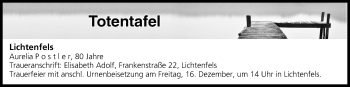Anzeige von Totentafel vom 14.12.2016 von MGO