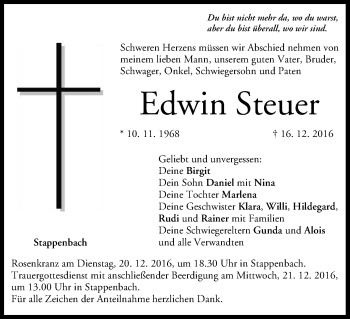 Anzeige von Edwin Steuer von MGO