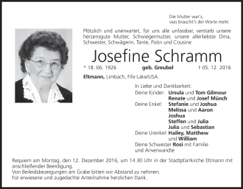 Anzeige von Josefine Schramm von MGO