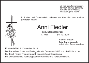 Anzeige von Anni Fiedler von MGO