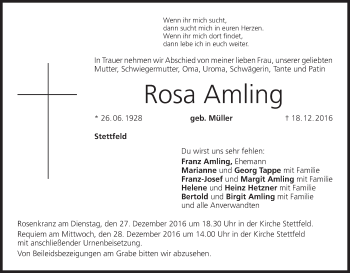 Anzeige von Rosa Amling von MGO