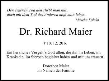 Anzeige von Richard Maier von MGO