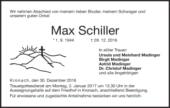 Anzeige von Max Schiller von MGO