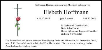 Anzeige von Elsbeth Hoffmann von MGO