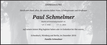 Anzeige von Paul Schmelmer von MGO