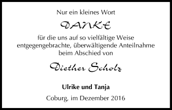 Anzeige von Diether Scholz von MGO