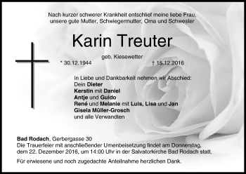 Anzeige von Karin Treuter von MGO