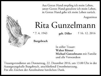 Anzeige von Rita Gunzelmann von MGO