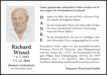 Anzeige von Richard Wissel von MGO