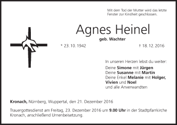Anzeige von Agnes Heinel von MGO