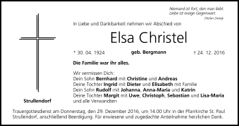 Anzeige von Elsa Christel von MGO
