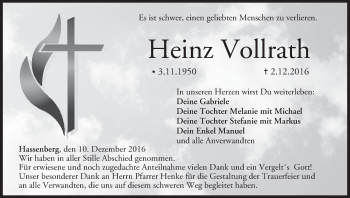 Anzeige von Heinz Vollrath von MGO
