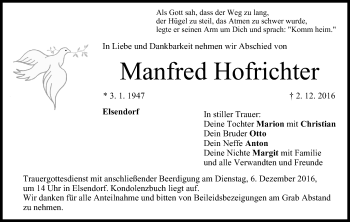 Anzeige von Manfred Hofrichter von MGO