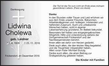 Anzeige von Lidwina Cholewa von MGO