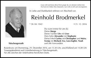 Anzeige von Reinhold Brodmerkel von MGO