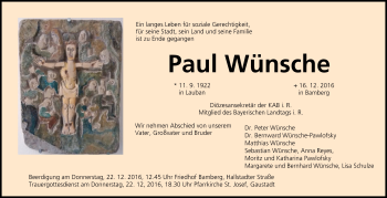 Anzeige von Paul Wünsche von MGO