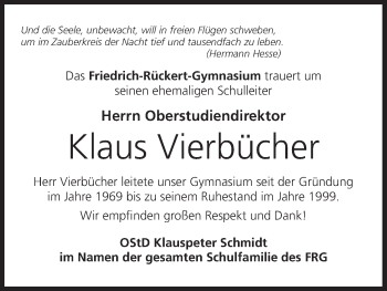 Anzeige von Klaus Vierbücher von MGO