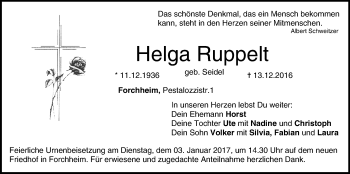 Anzeige von Helga Kuppelt von MGO