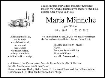 Anzeige von Maria Männche von MGO