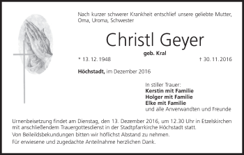 Anzeige von Christl Geyer von MGO
