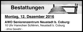 Anzeige von Bestattungen vom 12.12.2016 von MGO