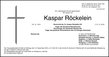 Anzeige von Kaspar Röckelein von MGO