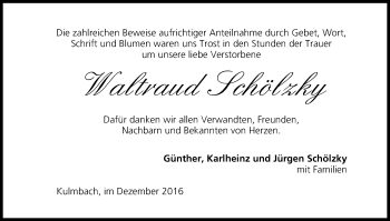 Anzeige von Waltraud Schölzky von MGO