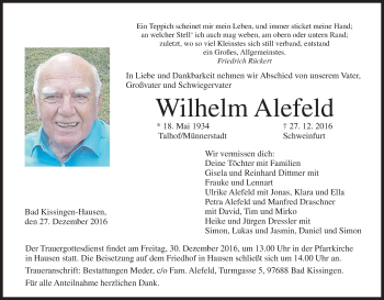 Anzeige von Wilhelm Alefeld von MGO