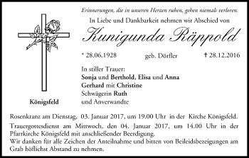 Anzeige von Kunigunda Räppold von MGO