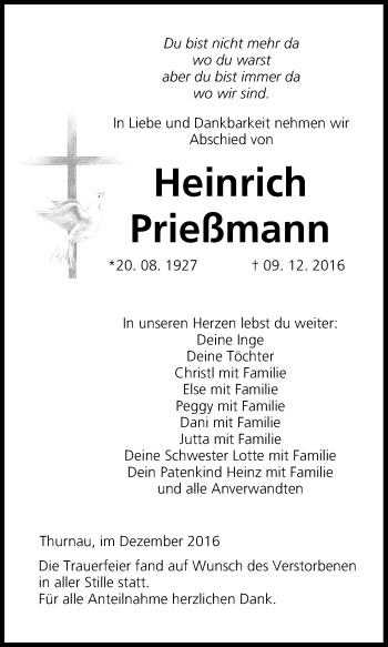 Anzeige von Heinrich Prießmann von MGO